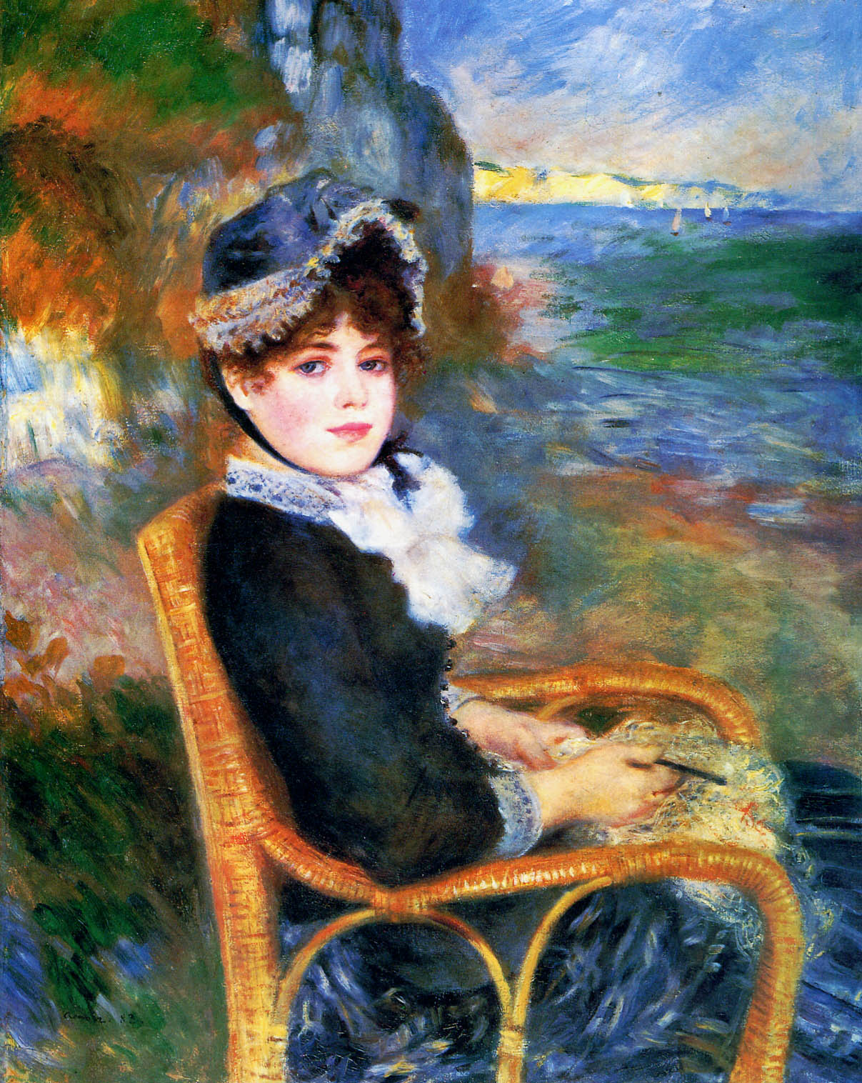 By the Seashore by Renoir - Pierre-Auguste Renoir painting on canvas